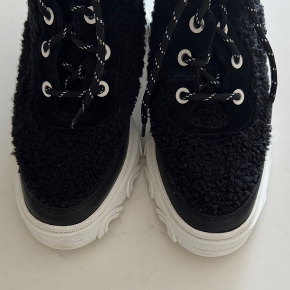 Sorel Waterproof Sherling Brex ChunkyHeel Booties in Black/Sea Salt Size 7.5 - Picture 7 of 11